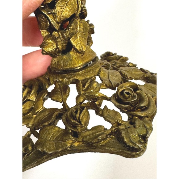 Vintage Matson bud vase: Ornate floral Rose candlestick or pen holder - Picture 8 of 11